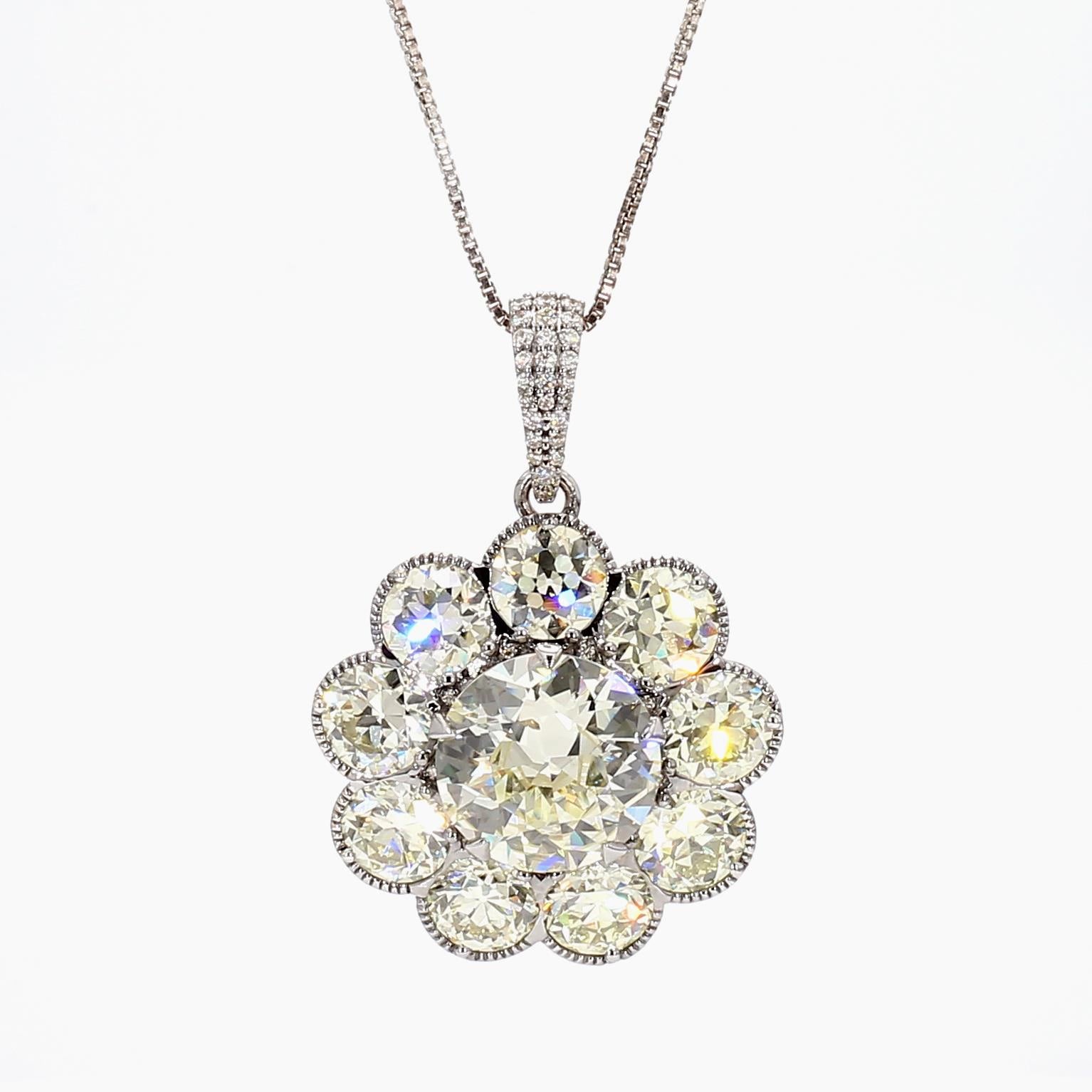 15 Carat Diamond Edwardian Pendant, Center 6.03 Center
