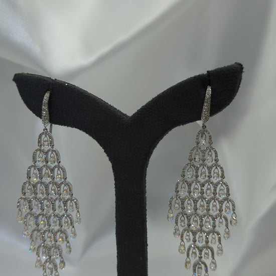 12.67 Carat Diamond Briolette Drop Earring 18K Gold