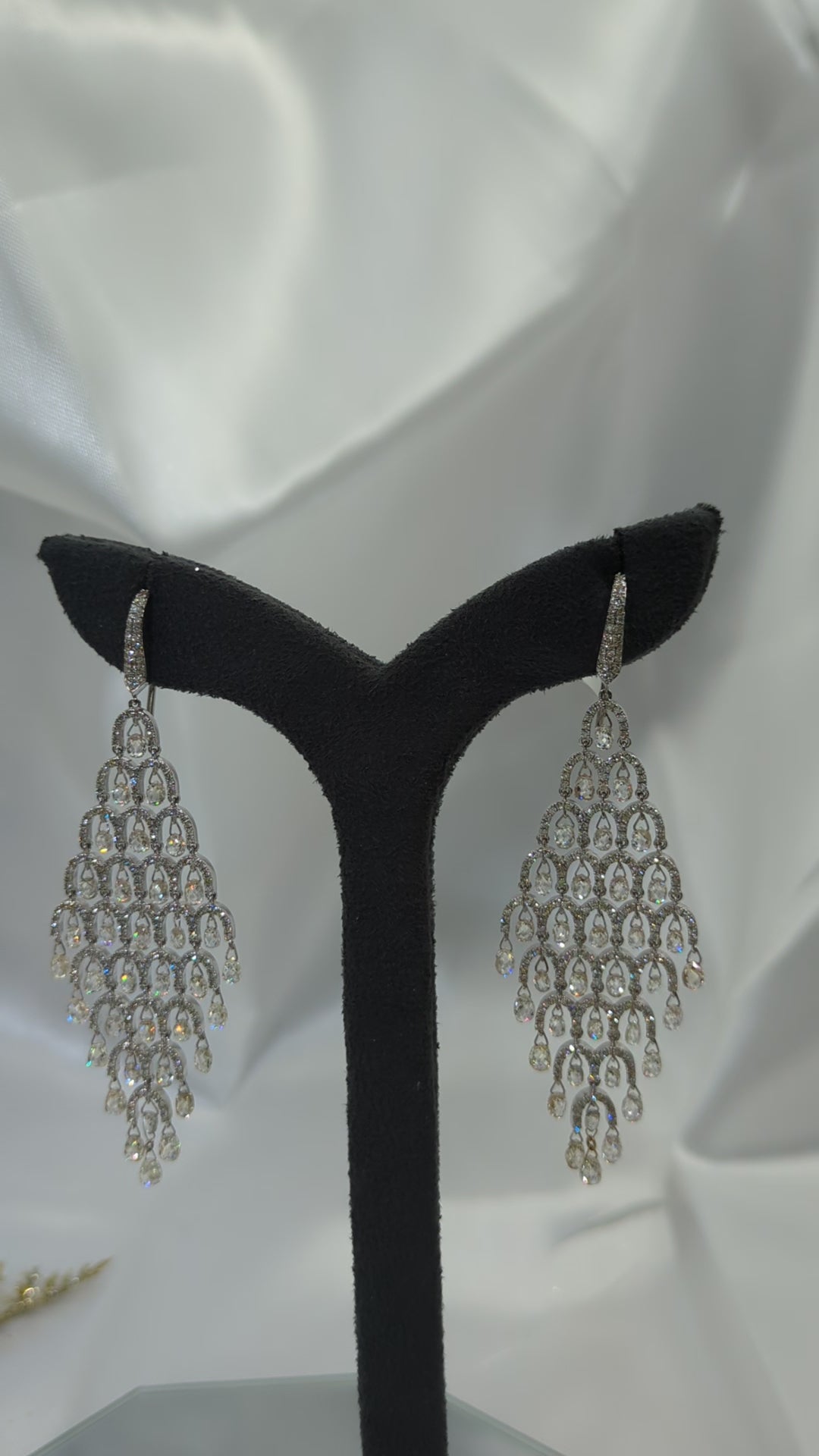 12.67 Carat Diamond Briolette Drop Earring 18K Gold