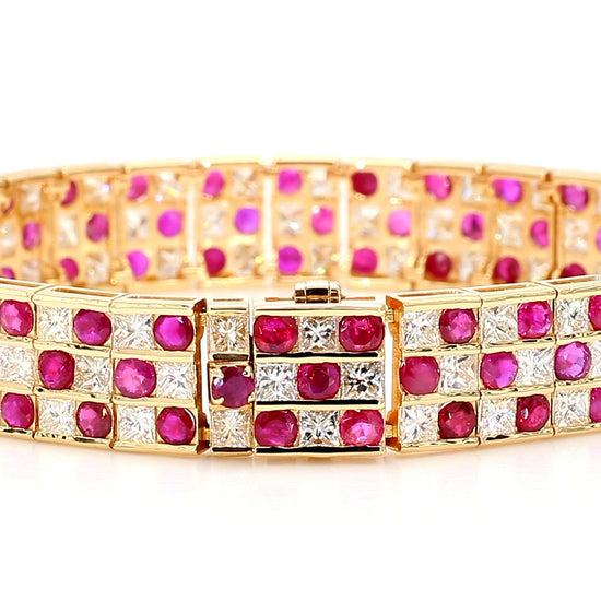 9.27 Natural Burmese Rubies and 9.11 Diamond Bracelet