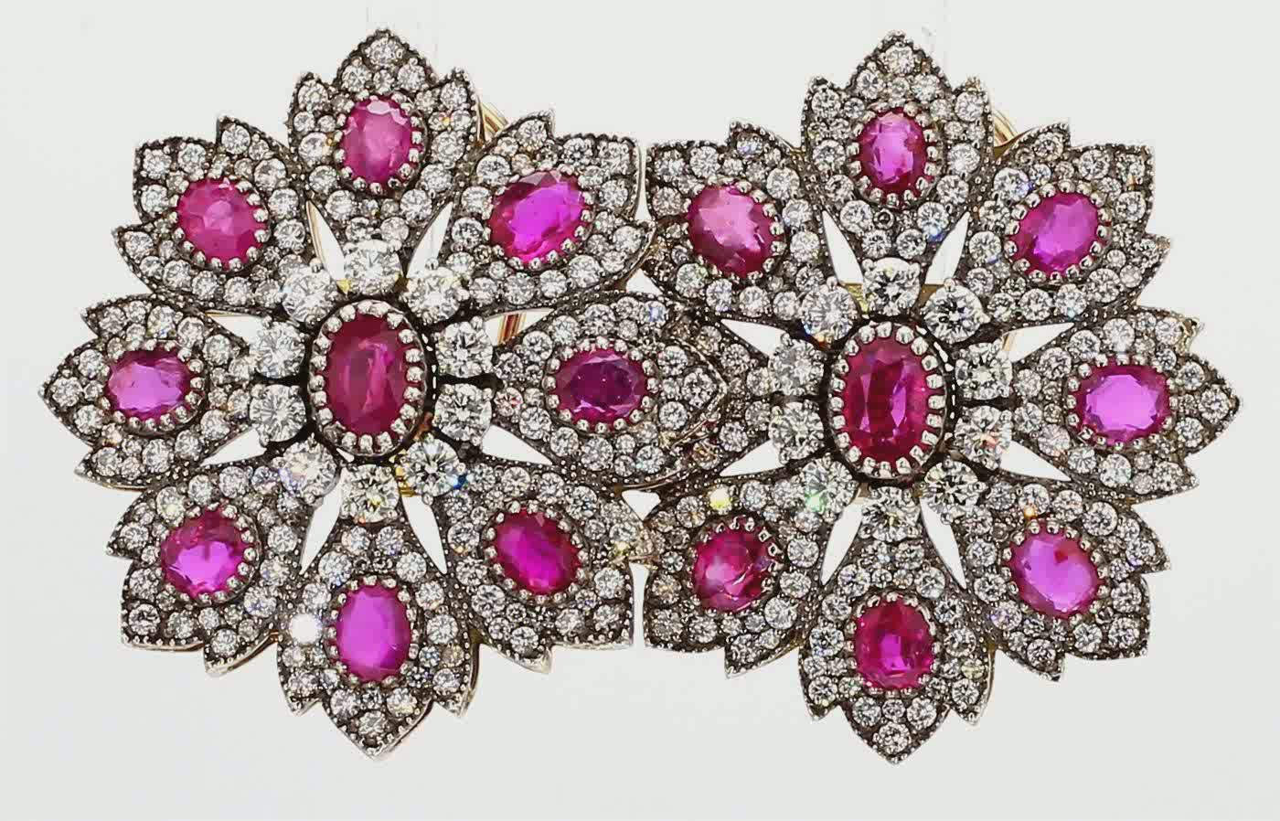 Ruby and Diamond Edwardian Earring