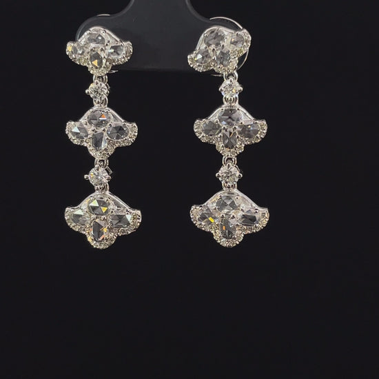 1.6 Carat Rose Cut Tulip 18K Gold Drops Earring