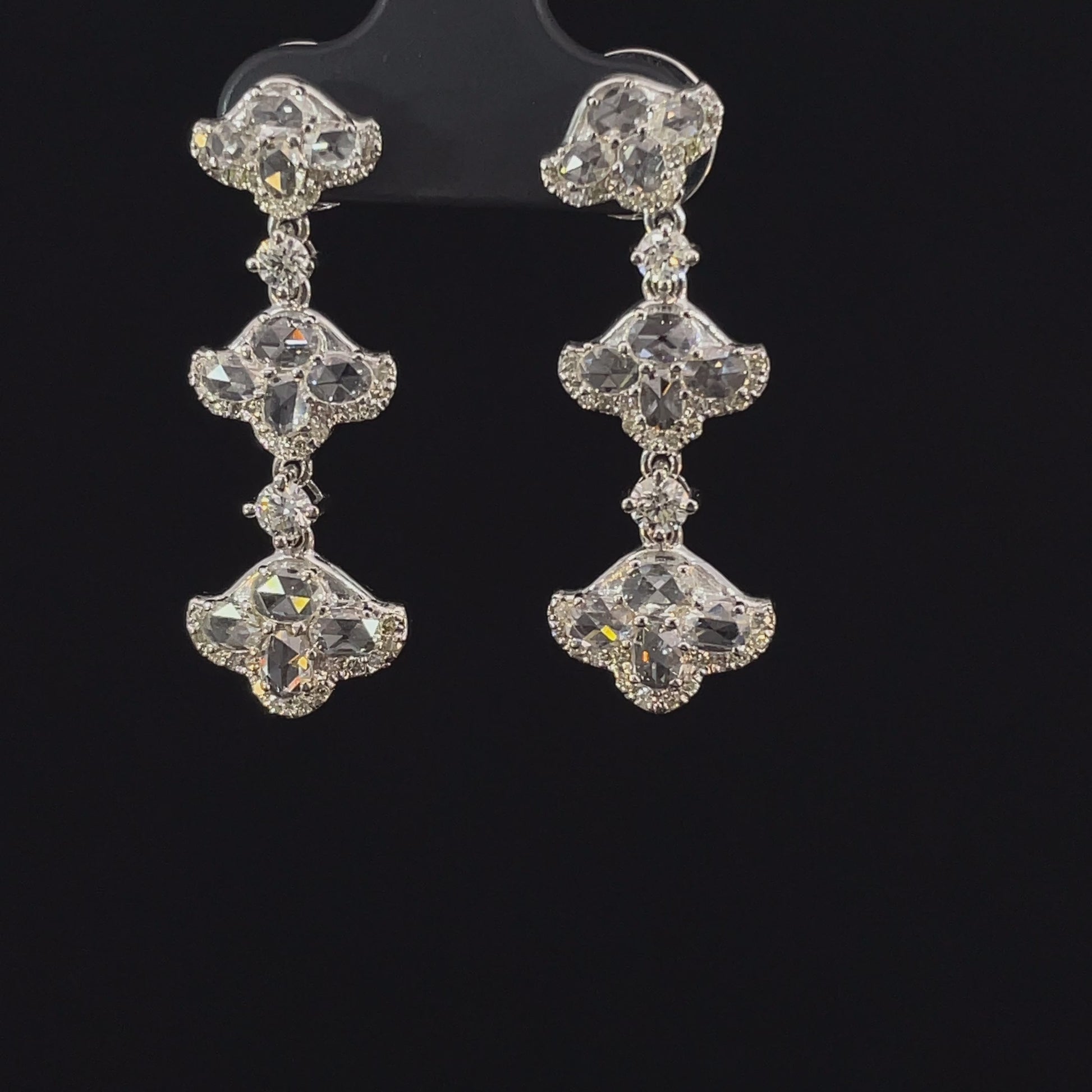 1.6 Carat Rose Cut Tulip 18K Gold Drops Earring