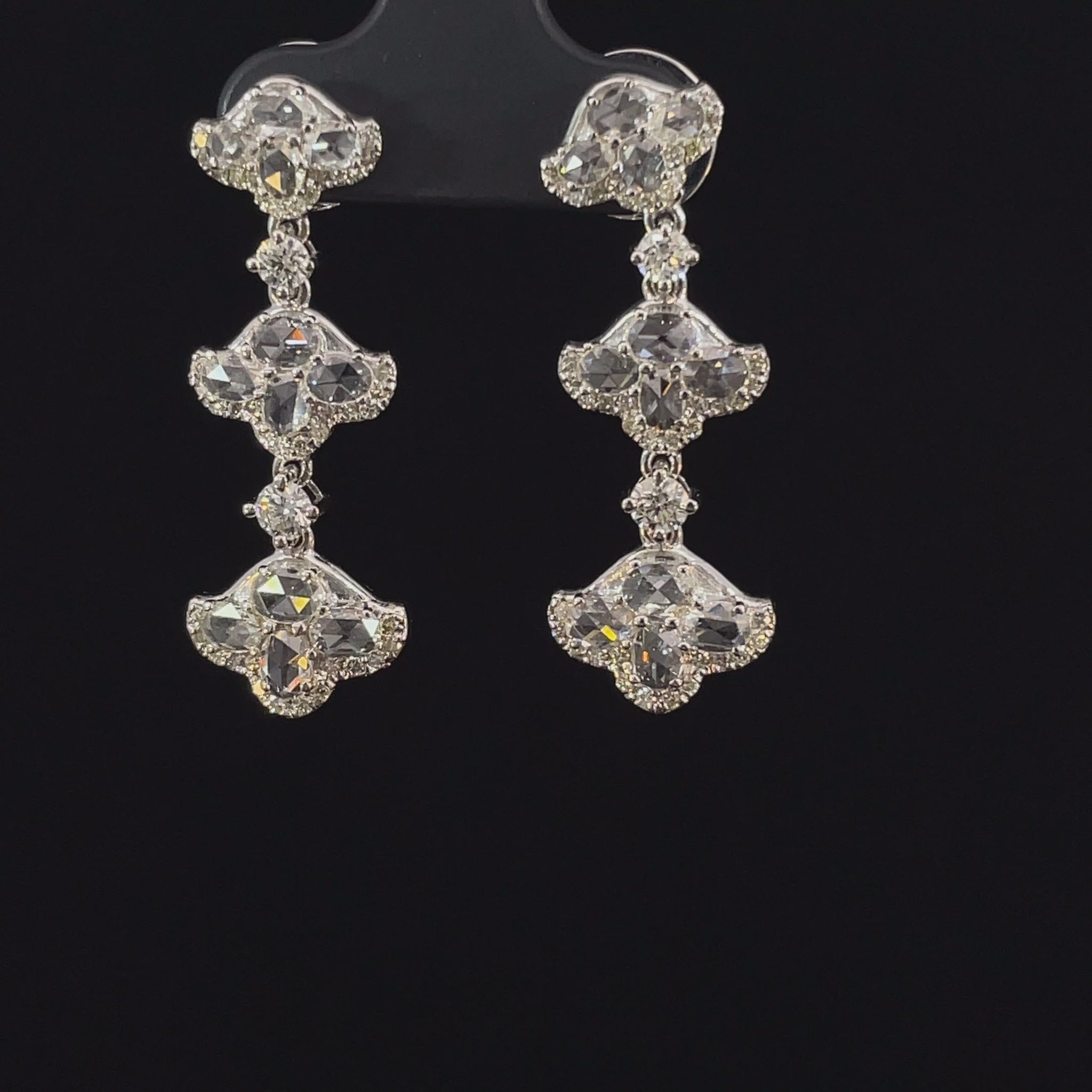 1.6 Carat Rose Cut Tulip 18K Gold Drops Earring