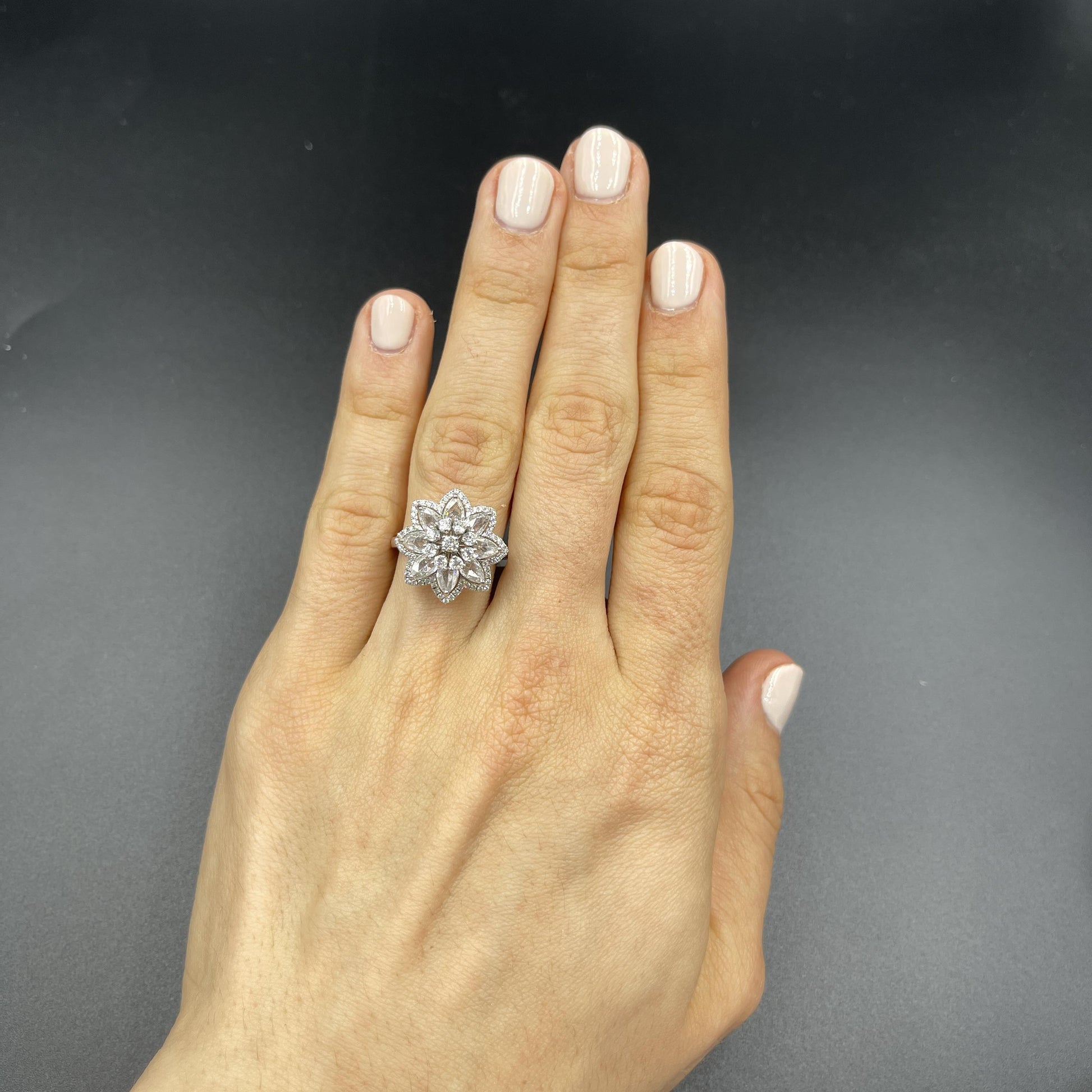 1.45 Carat Rose cut 0.43 Carat Round Diamond Lilotus Ring 18K Gold